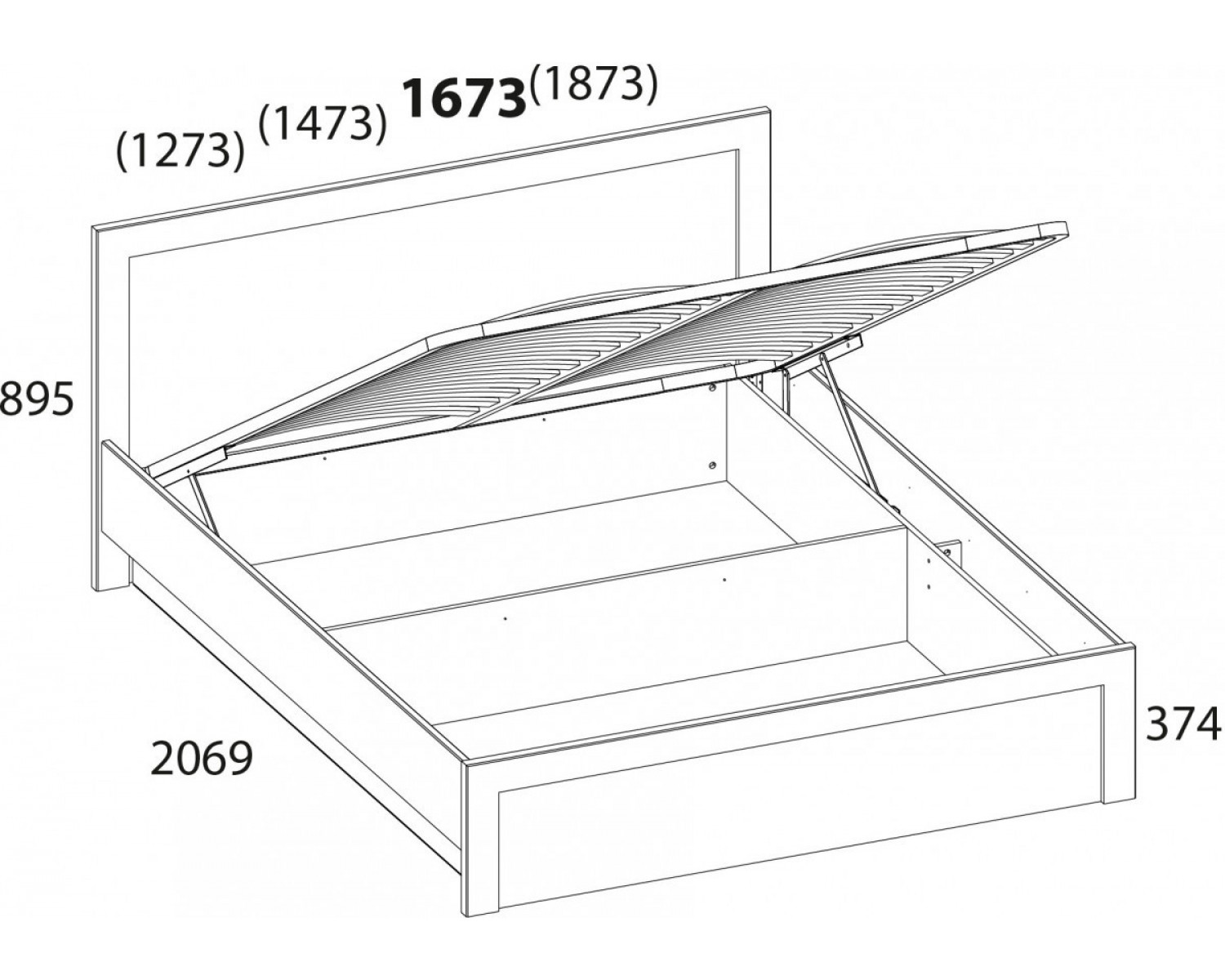 DOORSET, Кровать 160 с подъемником. Цвет ДУБ НАВАРРА