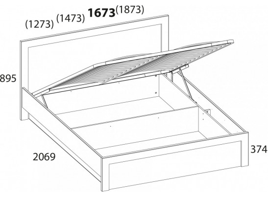 DOORSET, Кровать 160 с подъемником. Цвет ДУБ НАВАРРА