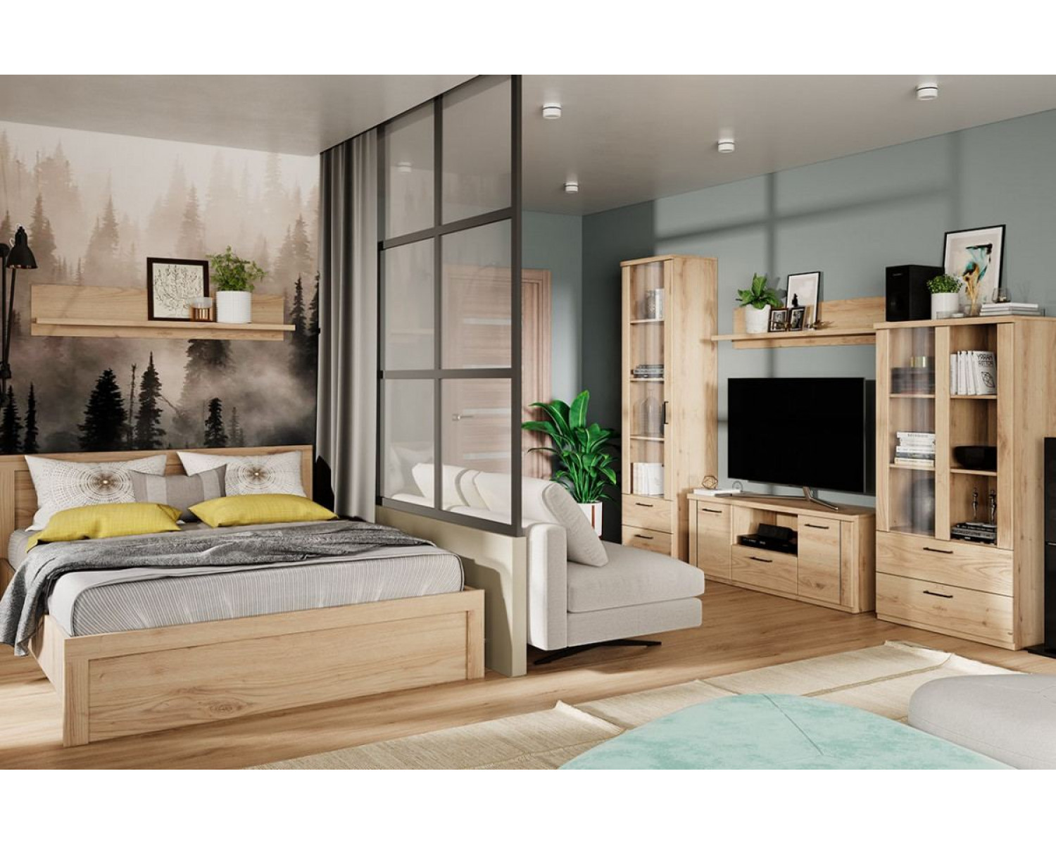 DOORSET, Кровать 160 с подъемником. Цвет ДУБ НАВАРРА