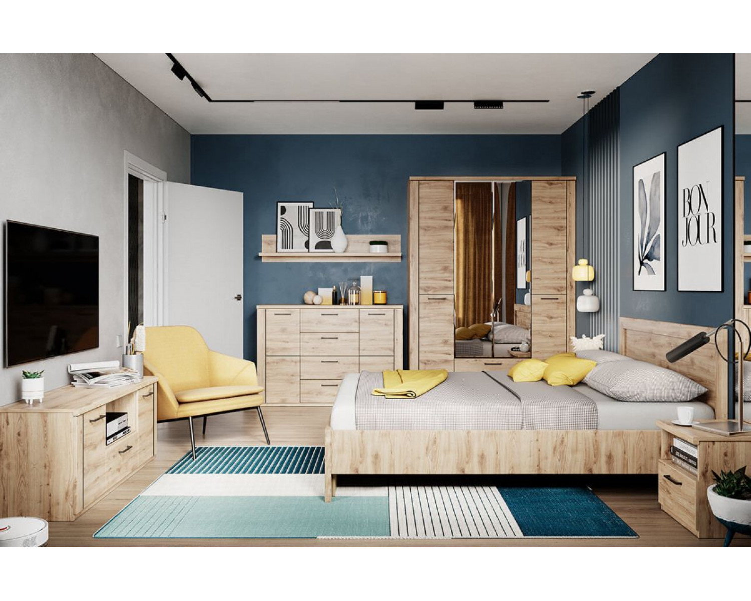 DOORSET, Кровать 180. Цвет ДУБ НАВАРРА