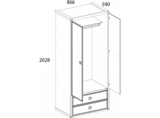 Шкаф 2DG2S, MAGELLAN, цвет Сосна винтаж