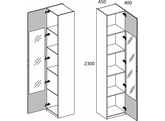 MODERN, Шкаф 1D/45 Z. Цвет ПЕРСИДСКИЙ ЖЕМЧУГ