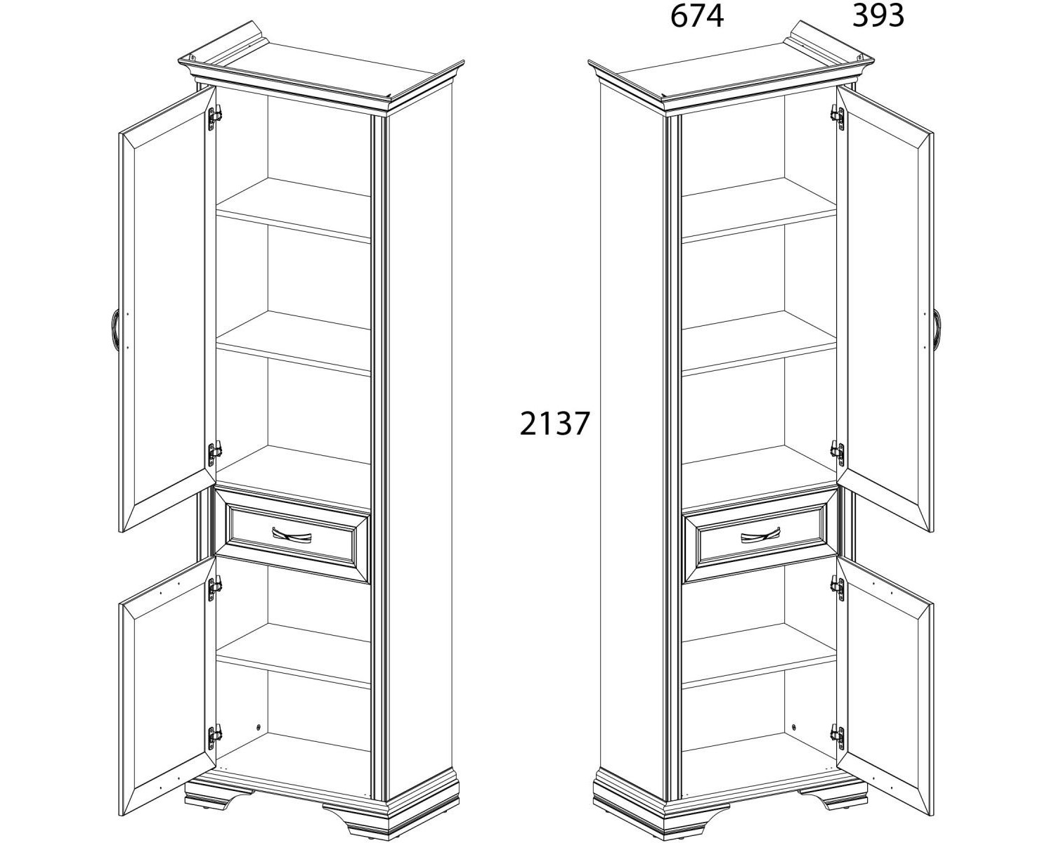Шкаф 2D1S, MONAKO, цвет Сосна винтаж/дуб анкона
