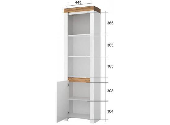 TAURUS, Шкаф 1D3N. Цвет БЕЛЫЙ /ДУБ ВОТАН