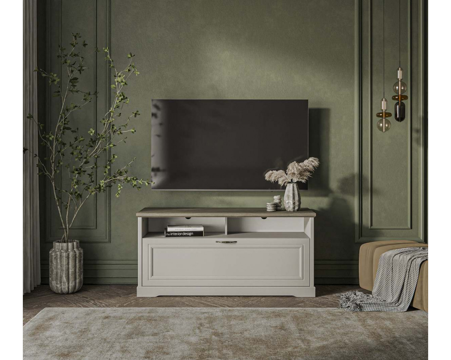 TOSCANA NEW, Тумба RTV 1D2N. Цвет ПЕРСИДСКИЙ ЖЕМЧУГ/КАНЬОН