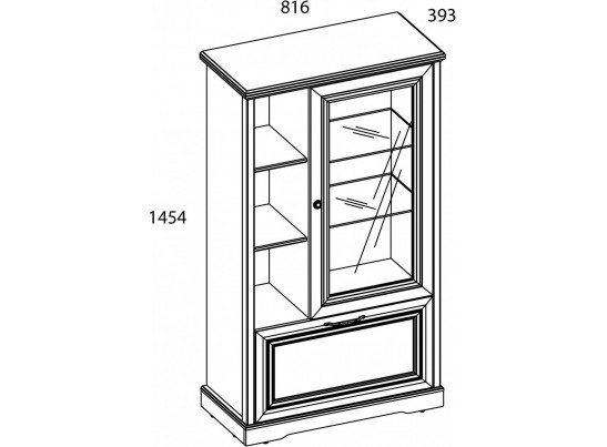 TOSCANA NEW, Шкаф с витриной 1V1D3N. Цвет ПЕРСИДСКИЙ ЖЕМЧУГ/КАНЬОН