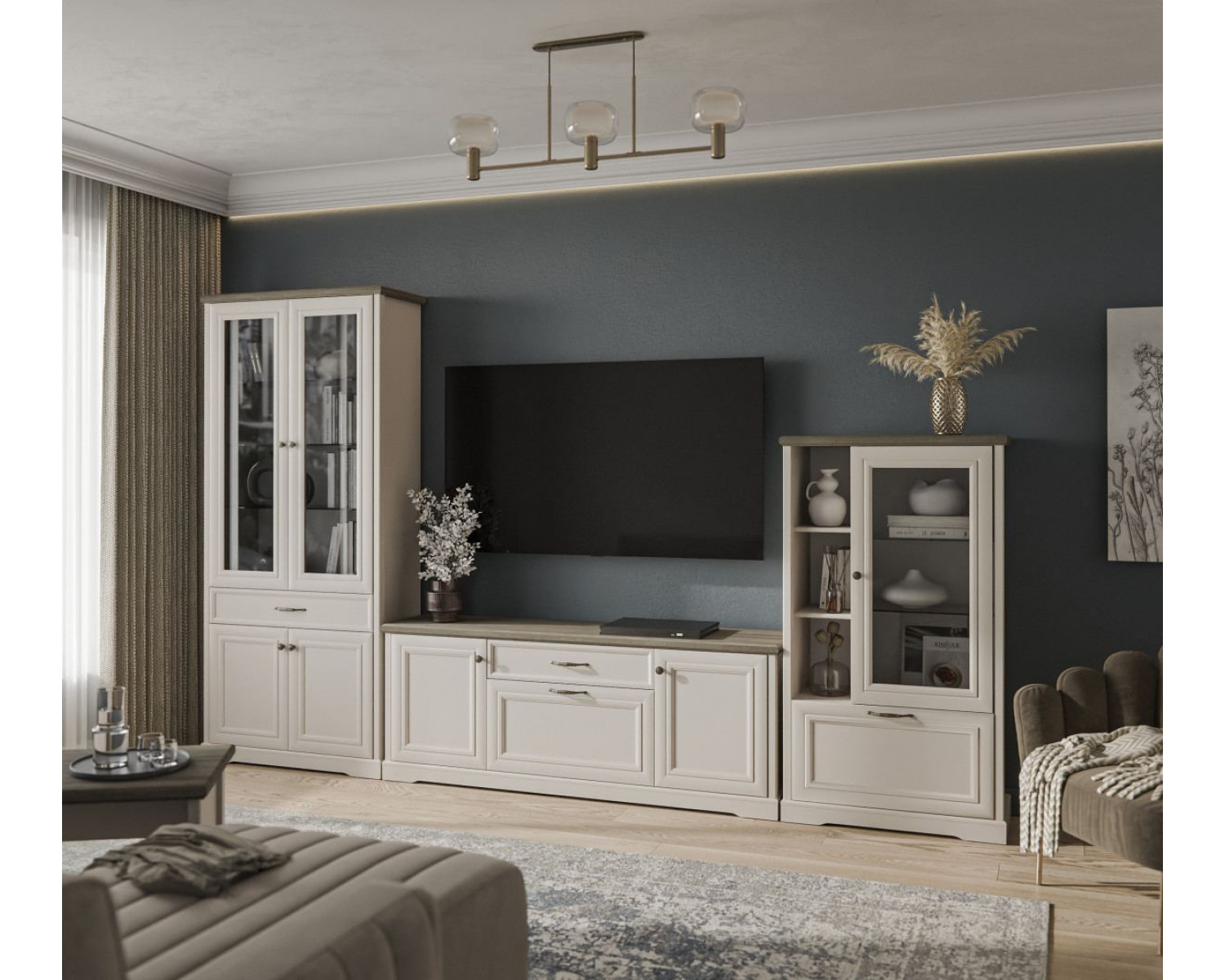 TOSCANA NEW, Тумба RTV 3D1S. Цвет ПЕРСИДСКИЙ ЖЕМЧУГ/КАНЬОН