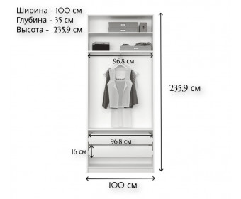 Шкаф в спальню Моби лиственница сибирская REG/100