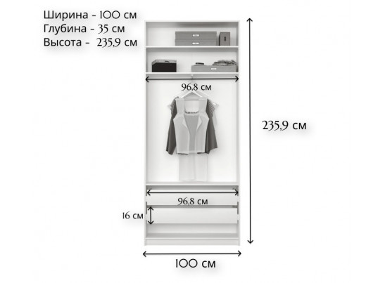 Шкаф в спальню Моби лиственница сибирская REG/100