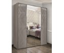 Спальня Gravita 1600*2000, зеркало ППУ, комод,  тумбы, панели, с 4х створчатым шкафом, серый камень глянец