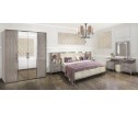 Спальня Gravita 1600*2000, зеркало ППУ, комод,  тумбы, панели, с 4х створчатым шкафом, серый камень глянец