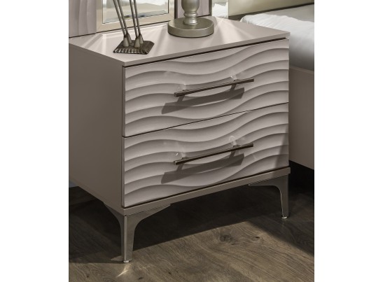 Спальня Gravita 1600*2000, зеркало ППУ, комод,  тумбы, панели, с 4х створчатым шкафом, серый камень глянец