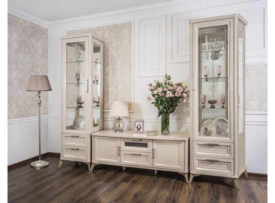 Витрина Нонна 1-ств бежевый глянец