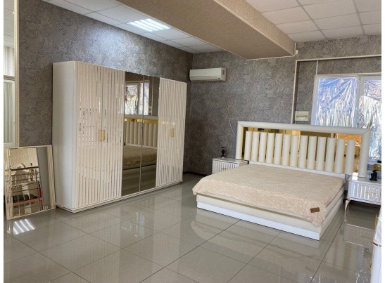 Спальня "Монако" (6ти ств. кровать 1,8,ламели) белый