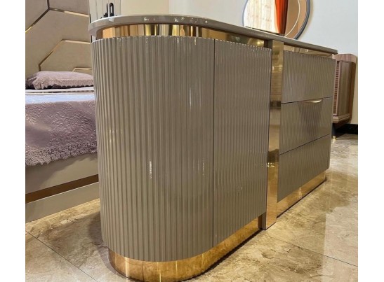 Спальня "Ницца Luxury" (6ти ств. кровать,ламели) мокко/крем