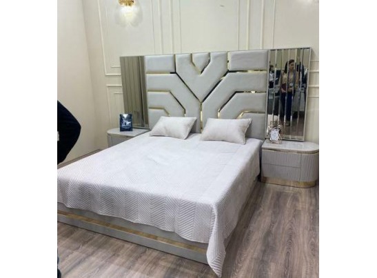 Спальня "Ницца Luxury" (6ти ств. кровать,ламели) мокко/крем