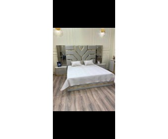 Спальня "Ницца Luxury" (6ти ств. кровать,ламели) мокко/крем