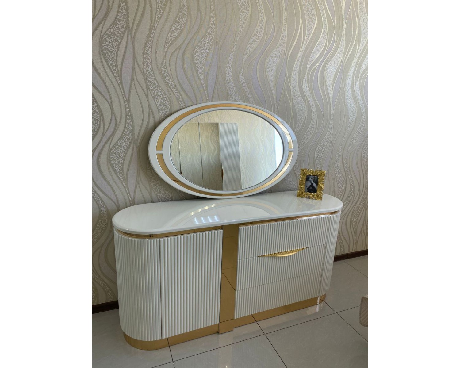 Спальня "Ницца Luxury" (6ти ств. кровать,ламели) мокко/крем
