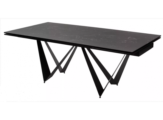 Стол RIETI 200 NERO KL-116 Черный мрамор матовый, итальянская керамика/ черный каркас, ®DISAUR