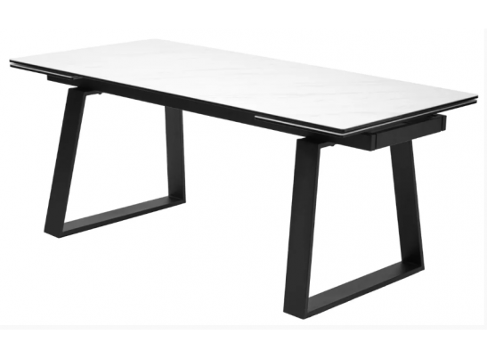 Стол VASTO 180 MARBLES KL-99 Белый мрамор матовый, итальянская керамика/ черный каркас, ®DISAUR