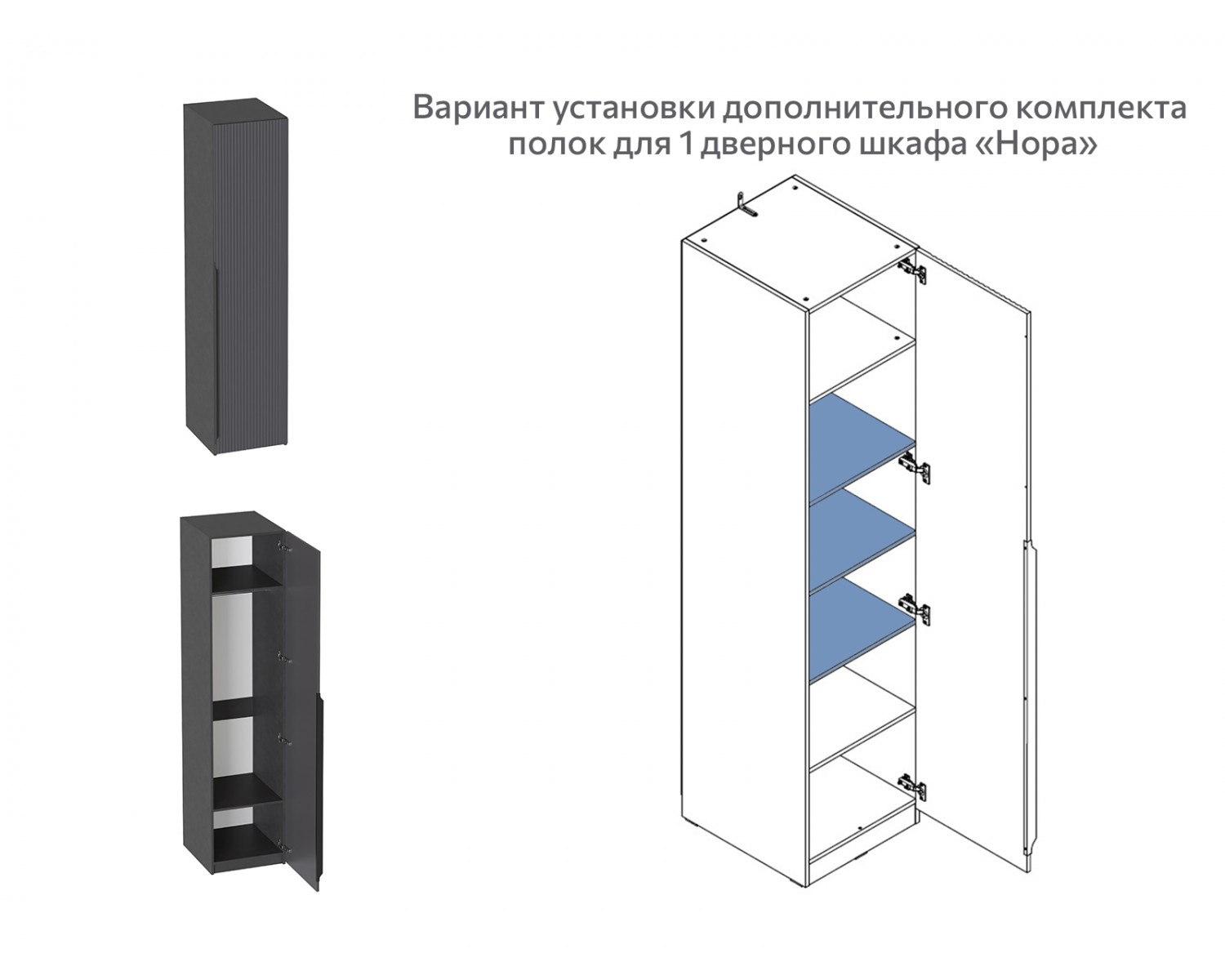 Комплект полок для 1 дв и 3 дв шкафа Нора