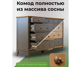Комод с ящиками из дерева 036 Пенни серый 7046/антик 24