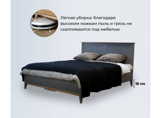 Кровать двуспальная 160х200 Пенни серый 7046/антик 24