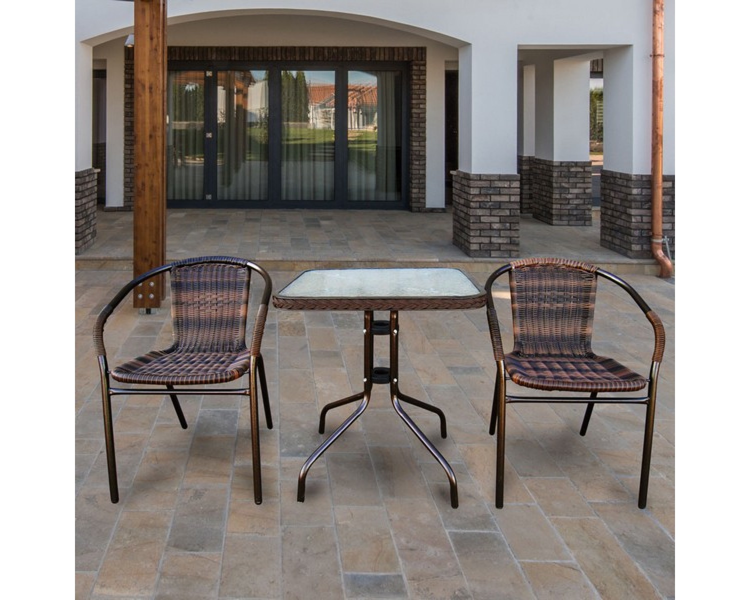 Комплект мебели Асоль-2B TLH-037BR2/060SR-60х60 Brown (2+1)