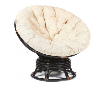 Кресло-качалка Папасан/Papasan (W 23/01 B) /с подушкой/ (Antique brown (античный черно-коричневый))