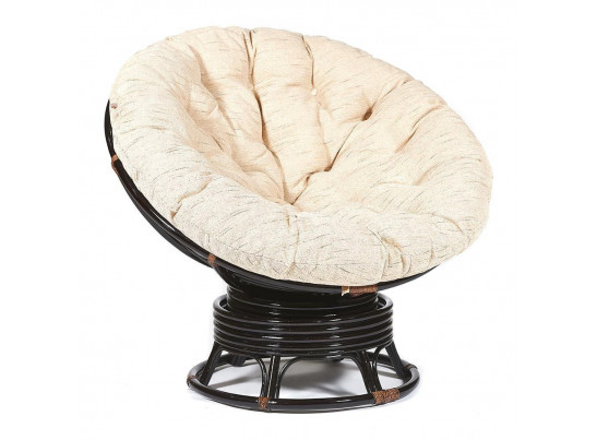 Кресло-качалка Папасан/Papasan (W 23/01 B) /с подушкой/ (Antique brown (античный черно-коричневый))