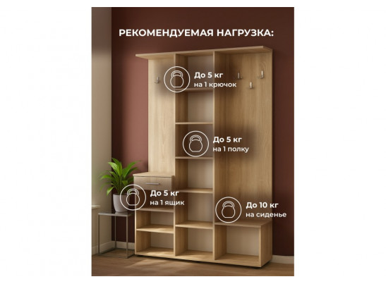 Готовая прихожая Пети дуб сонома / белый