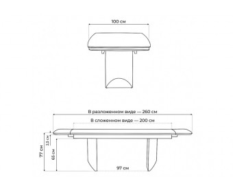 Керамический стол Маре 200(260)х100х77 neodom titanium lawa nero / черный