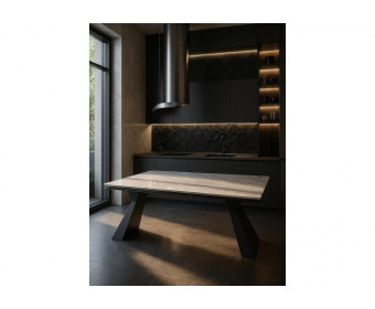 Керамический стол Денхольм 240(290)х100х75 rystal onyx bianco / черный