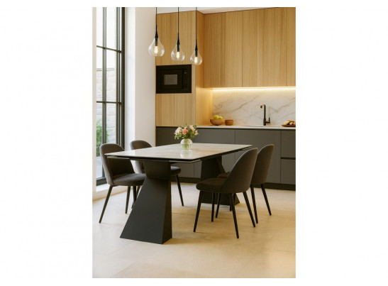 Керамический стол Денхольм 240(290)х100х75 rystal onyx bianco / черный