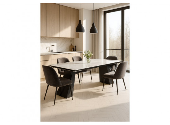 Керамический стол Денхольм 240(290)х100х75 rystal onyx bianco / черный