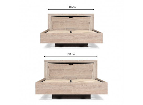 Полутораспальная кровать Магантия 140х200 с ПМ парящая дуб баррик