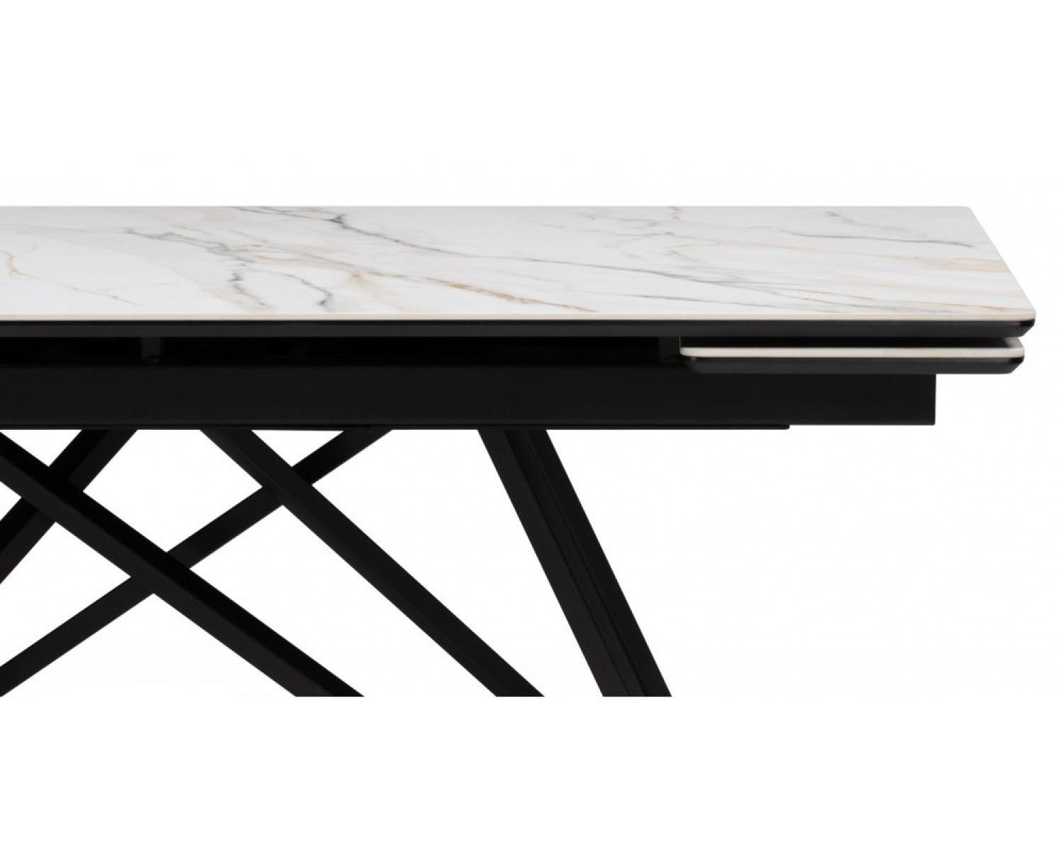 Керамический стол Вилсон 160(220)х89 белый gilt white / черный