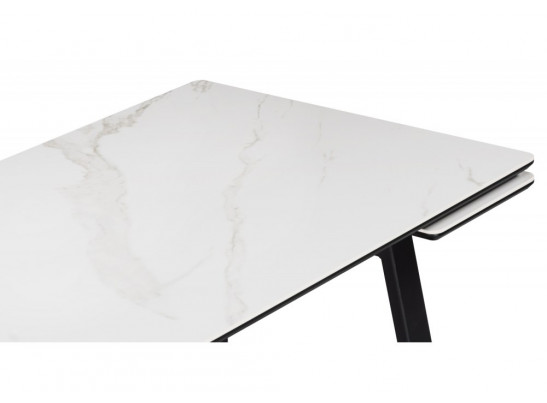 Керамический стол Джек 140(200)х80 белый мрамор alpin white / черный