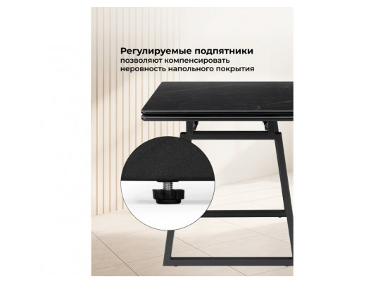 Керамический стол Джек 140(200)х80 черный мрамор shakespeare black / черный