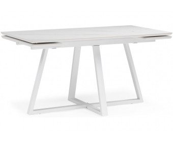 Керамический стол Памелла 140 (200) х 80 белый мрамор alpin white / snow white / белый