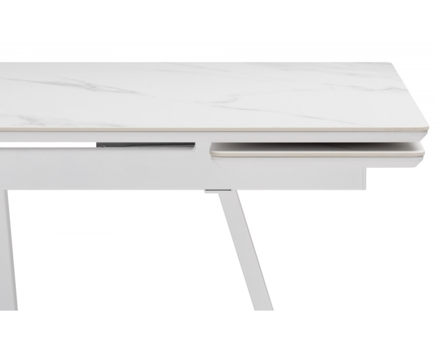 Керамический стол Памелла 140 (200) х 80 белый мрамор alpin white / snow white / белый
