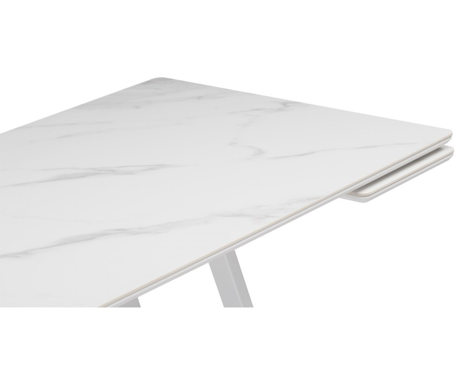 Керамический стол Памелла 140 (200) х 80 белый мрамор alpin white / snow white / белый