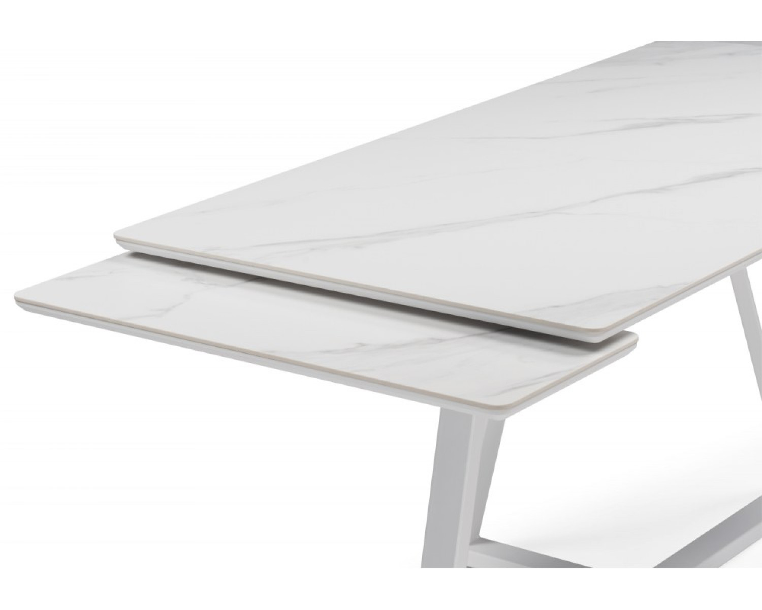 Керамический стол Памелла 140 (200) х 80 белый мрамор alpin white / snow white / белый