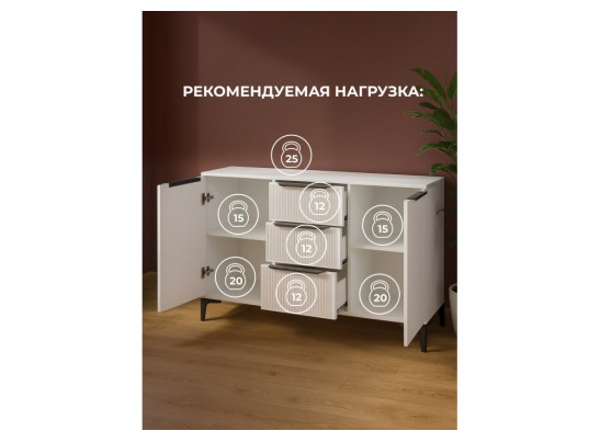 Комод Иадама белый / белый глянец