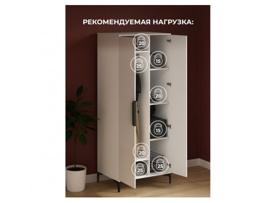 Шкаф Иадама двухстворчатый белый / белый глянец