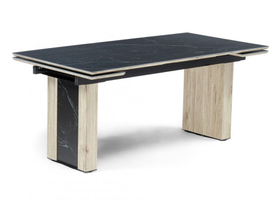 Керамический стол Бернардо 180x90 черный мрамор / дуб монтана