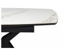 Керамический стол Риполь 160(205)х89 белый мрамор snow white / черный
