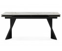 Керамический стол Вейв 160(220)х89 белый с прожилками gilt white / черный