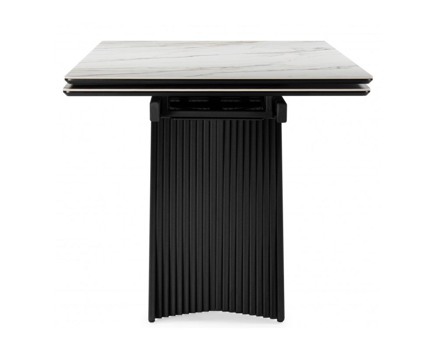 Керамический стол Вейв 160(220)х89 белый с прожилками gilt white / черный