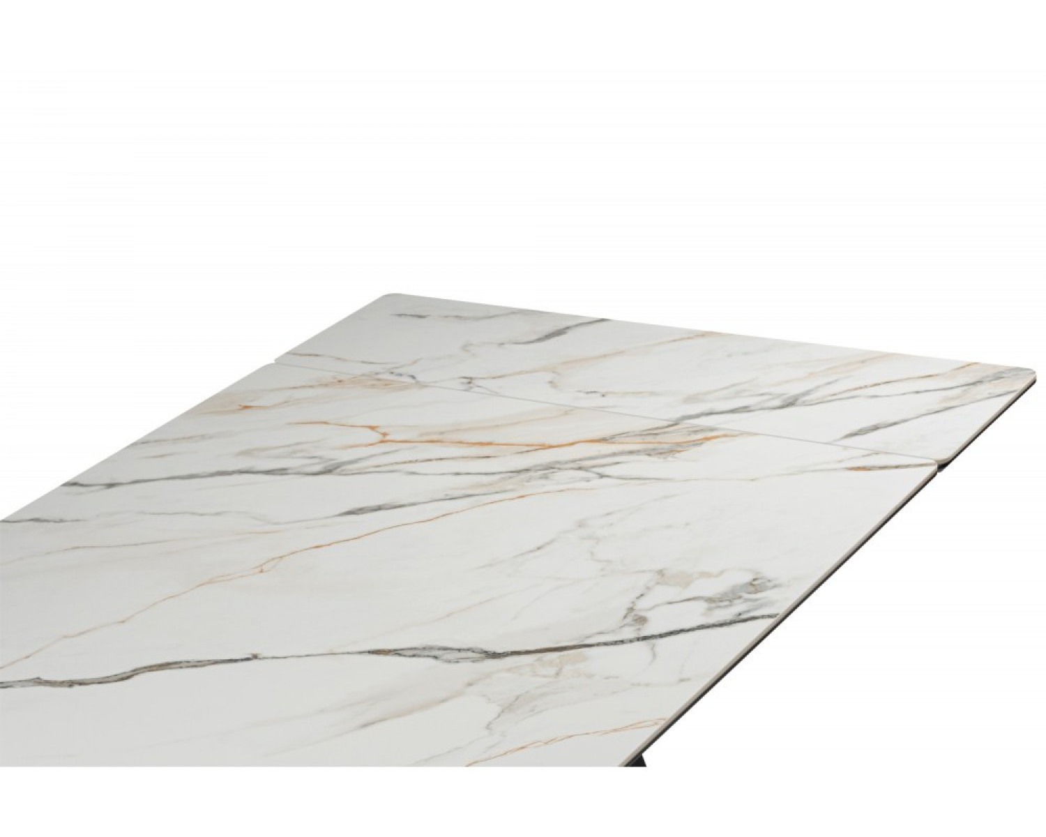 Керамический стол Вейв 160(220)х89 белый с прожилками gilt white / черный